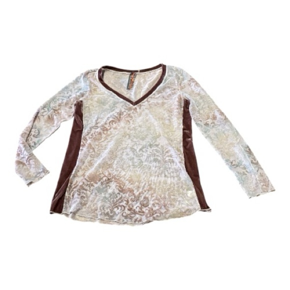 Aratta Silent Journey Boho Mesh Velvet Top M